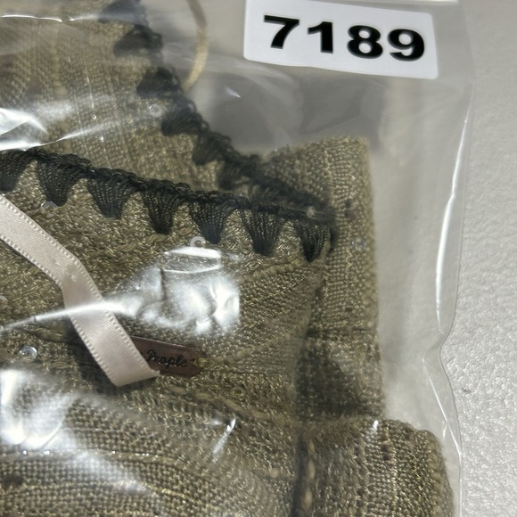 Free People Blouse Women Size Large Olive Green Gold Specks 3/4 Sleeve - Picture 9 of 9